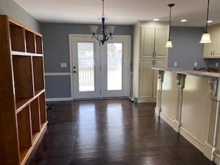 117 Raspberry Dr, Winchester, TN 37398 - kitchen featuring baseboards, light countertops, a chandelier, decorative light fixtures, and recessed lighting
