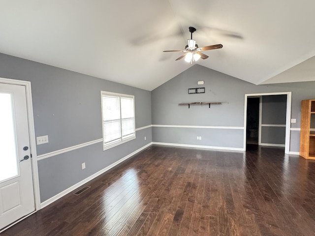 117 Raspberry Dr, Winchester, TN 37398 - unfurnished living room featuring ceiling fan, wood-type flooring, and lofted ceiling