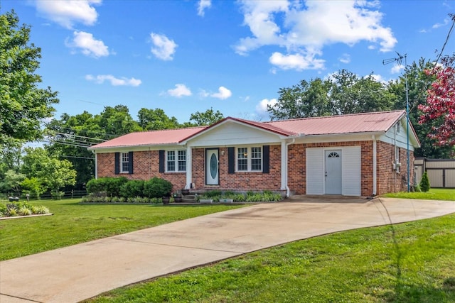 701 Miles Rd, Pulaski, TN 38478 - ranch-style home featuring concrete driveway, metal roof, and brick siding