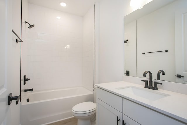 122 W Cassa Way, Mount Juliet, TN 37122 - bathroom featuring toilet, vanity, tub / shower combination, and recessed lighting