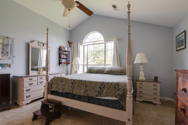 237 Dandridge Dr, Franklin, TN 37067 - carpeted bedroom featuring vaulted ceiling and a ceiling fan