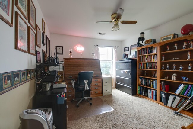 237 Dandridge Dr, Franklin, TN 37067 - home office with a ceiling fan and carpet flooring