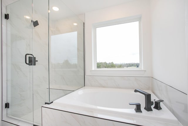 133 W Cassa Way, Mount Juliet, TN 37122 - bathroom with a marble finish shower and a garden tub