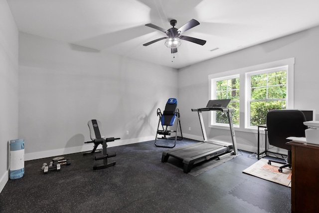 1440 Bowman Rd, Hixson, TN 37343 - workout area featuring baseboards and ceiling fan