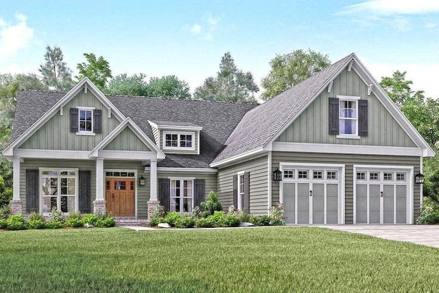 2772 Mowbray Pike, Soddy Daisy, TN 37379 - craftsman inspired home featuring a front yard, a garage, board and batten siding, a shingled roof, and driveway