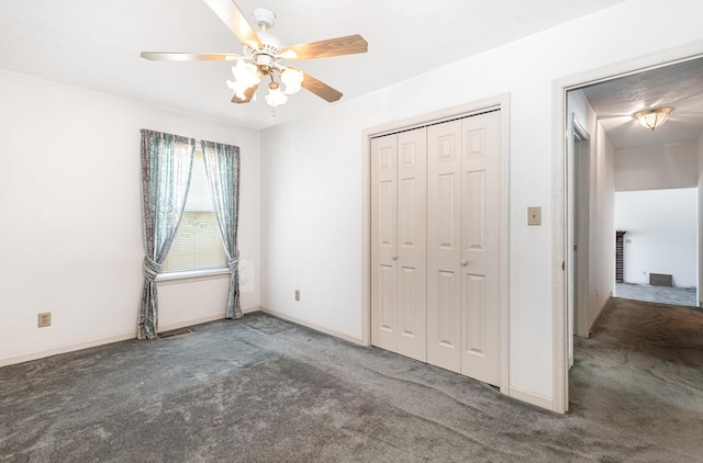 1500 Rice Hill Ct, Antioch, TN 37013 - unfurnished bedroom with carpet flooring, a closet, a ceiling fan, and baseboards