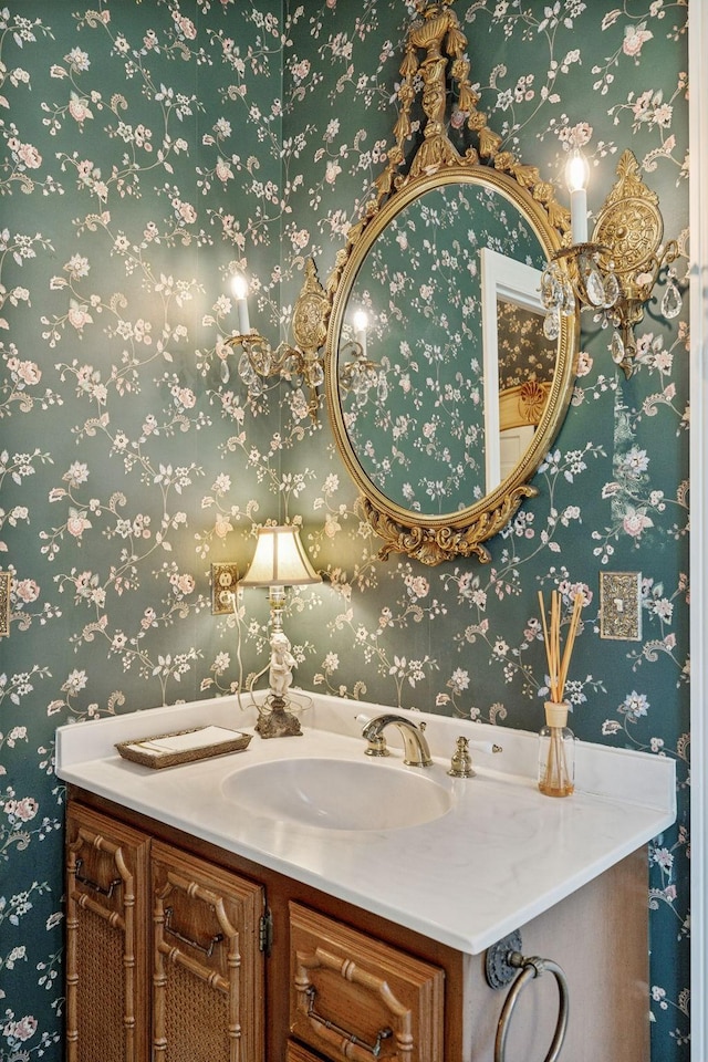 901 Fair St, Franklin, TN 37064 - bathroom featuring wallpapered walls and vanity