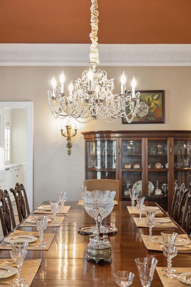 901 Fair St, Franklin, TN 37064 - dining space with ornamental molding and a chandelier