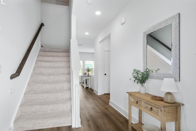 108 Model Ct, Columbia, TN 38401 - staircase with wood finished floors, recessed lighting, and baseboards