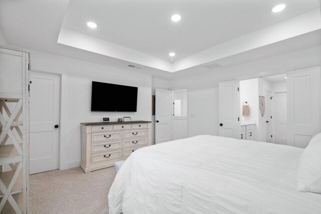 108 Model Ct, Columbia, TN 38401 - bedroom featuring recessed lighting, light carpet, a raised ceiling, ensuite bath, and baseboards