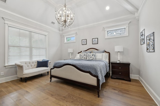 2143 White Poplar Ct, Murfreesboro, TN 37130 - bedroom with a chandelier, wood finished floors, baseboards, ornamental molding, and recessed lighting