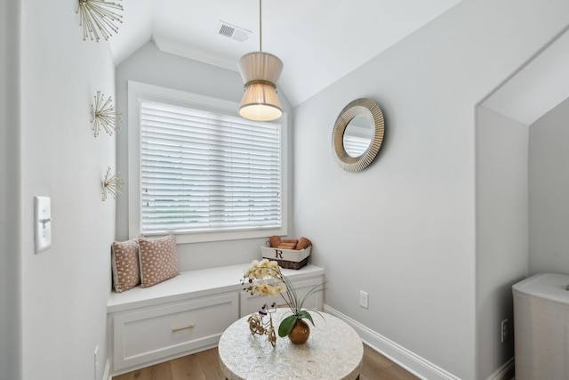 2143 White Poplar Ct, Murfreesboro, TN 37130 - living area with vaulted ceiling, wood finished floors, and baseboards