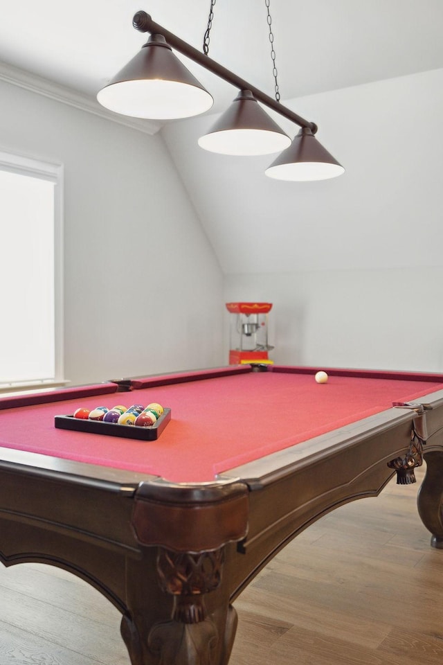 2143 White Poplar Ct, Murfreesboro, TN 37130 - game room featuring billiards table, wood finished floors, and lofted ceiling