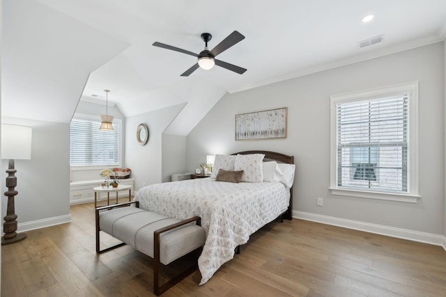 2143 White Poplar Ct, Murfreesboro, TN 37130 - bedroom with baseboards, wood finished floors, crown molding, ceiling fan, and recessed lighting