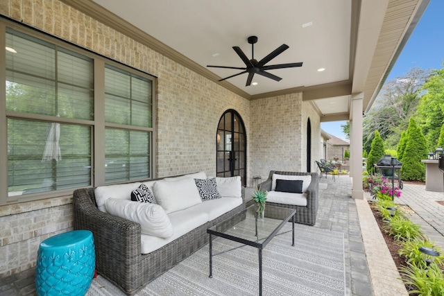 2143 White Poplar Ct, Murfreesboro, TN 37130 - view of patio featuring an outdoor hangout area, ceiling fan, and area for grilling