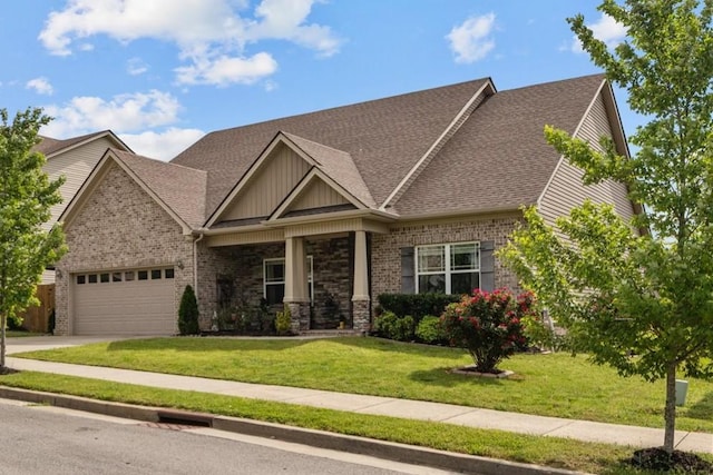 7211 Deervalley Dr, Fairview, TN 37062 - craftsman inspired home with a front lawn, concrete driveway, roof with shingles, brick siding, and an attached garage