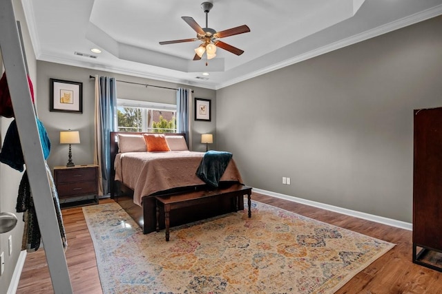 7211 Deervalley Dr, Fairview, TN 37062 - bedroom with a raised ceiling, wood finished floors, baseboards, ornamental molding, and recessed lighting