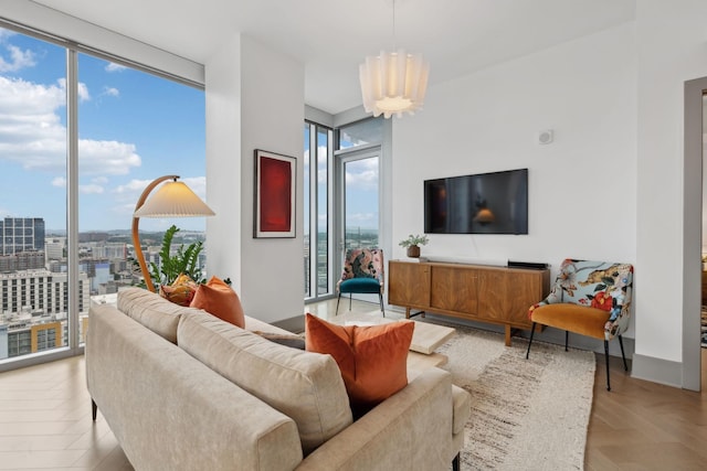 1616 W End Ave Unit 2008, Nashville, TN 37203 - living area featuring plenty of natural light, a city view, and expansive windows