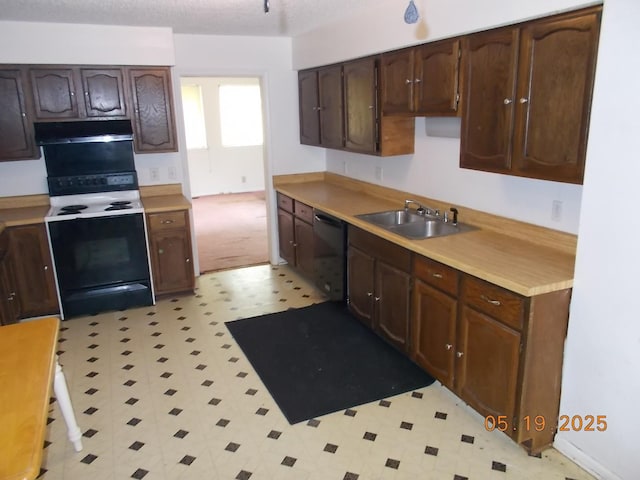 4064 Elizabeth Dr, Hermitage, TN 37076 - kitchen with electric range, a sink, light floors, and dishwasher
