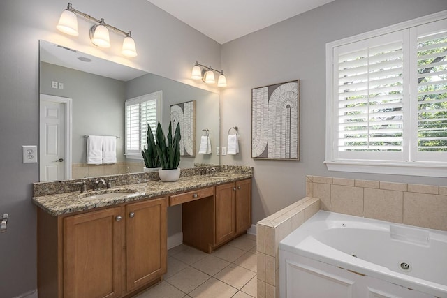 960 Caldwell Ln, Nashville, TN 37204 - bathroom with tile patterned flooring, a tub with jets, and double vanity