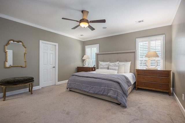 960 Caldwell Ln, Nashville, TN 37204 - bedroom featuring carpet flooring, baseboards, ornamental molding, and a ceiling fan