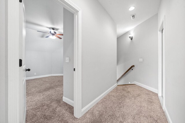 1161 Reda Dr, Clarksville, TN 37042 - hallway with an upstairs landing, carpet, baseboards, and recessed lighting