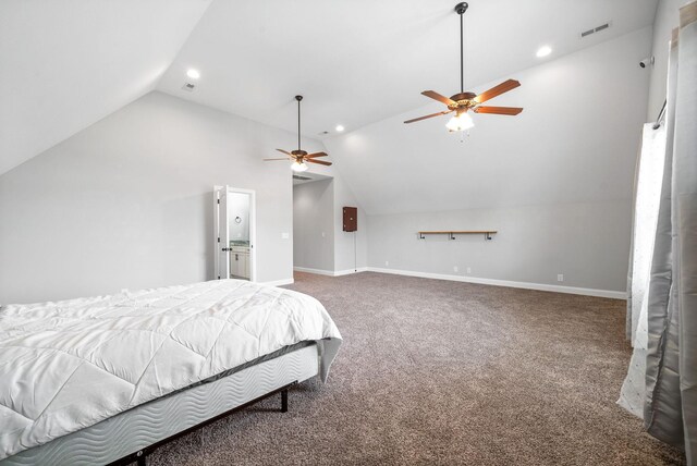 1161 Reda Dr, Clarksville, TN 37042 - carpeted bedroom featuring lofted ceiling, recessed lighting, baseboards, and ceiling fan