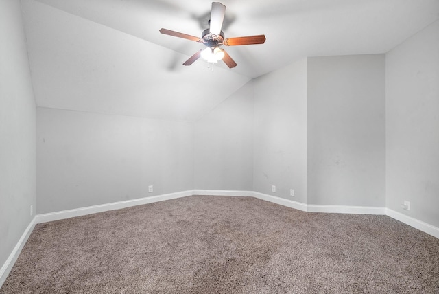 1161 Reda Dr, Clarksville, TN 37042 - carpeted spare room featuring vaulted ceiling, a ceiling fan, and baseboards