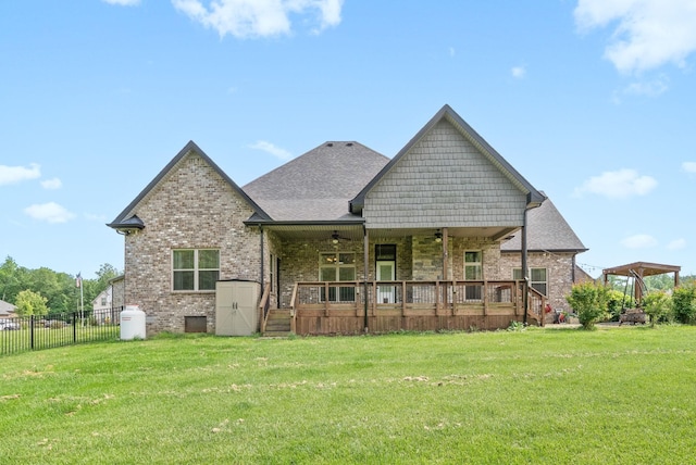 1161 Reda Dr, Clarksville, TN 37042 - back of property with brick siding, a ceiling fan, and roof with shingles