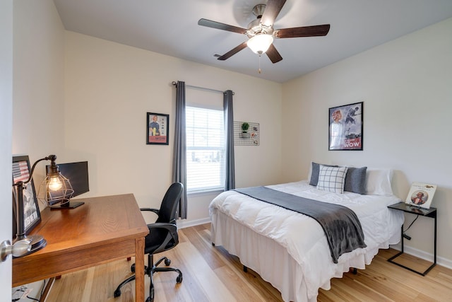 979 Carnation Dr, Spring Hill, TN 37174 - bedroom featuring light wood finished floors, baseboards, a desk, and a ceiling fan