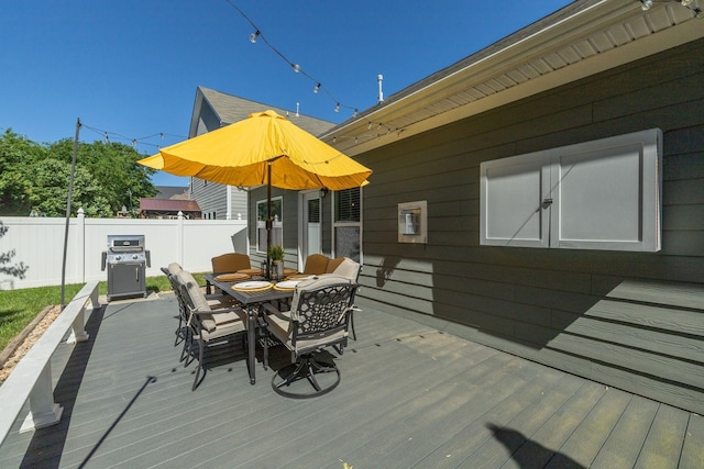 979 Carnation Dr, Spring Hill, TN 37174 - wooden terrace featuring outdoor dining area and a grill