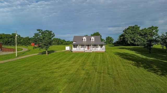 6928 Hoover Mason Ln, Mount Pleasant, TN 38474 - rear view of property featuring a porch, a lawn, and metal roof