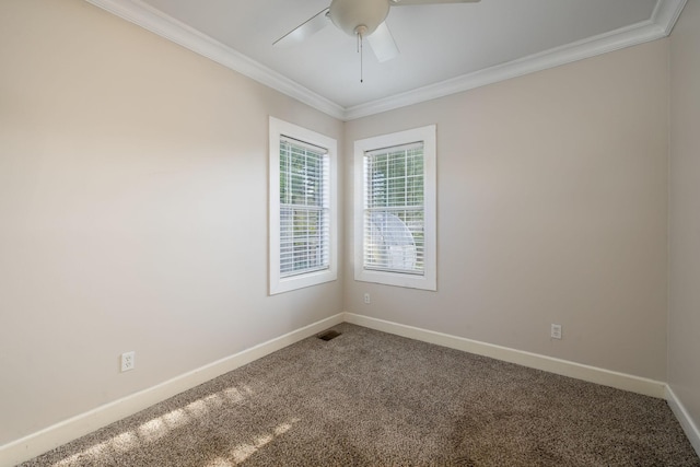 100 Nancy Ct, Hermitage, TN 37076 - carpeted spare room featuring crown molding, baseboards, and ceiling fan