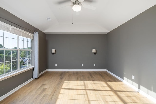 100 Nancy Ct, Hermitage, TN 37076 - empty room with lofted ceiling, wood finished floors, ceiling fan, and baseboards