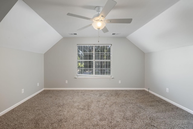 100 Nancy Ct, Hermitage, TN 37076 - additional living space with a ceiling fan, lofted ceiling, carpet, and baseboards