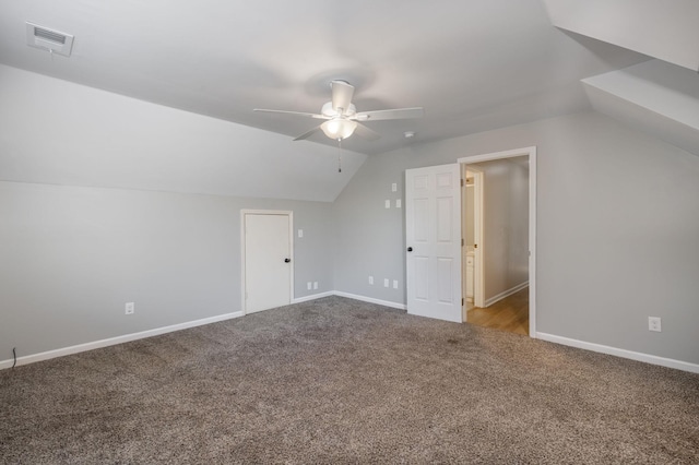 100 Nancy Ct, Hermitage, TN 37076 - additional living space featuring carpet flooring, a ceiling fan, vaulted ceiling, and baseboards