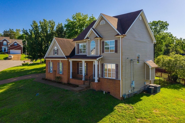 100 Nancy Ct, Hermitage, TN 37076 - traditional-style home featuring covered porch, cooling unit, brick siding, and crawl space