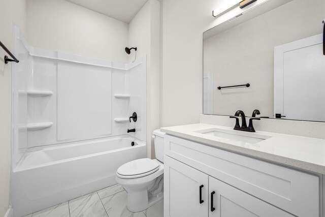 0 Stonehorn Dr, Bell Buckle, TN 37020 - bathroom with toilet, vanity, shower / bathtub combination, and marble look tiles