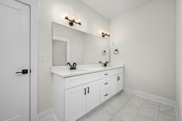 0 Stonehorn Dr, Bell Buckle, TN 37020 - bathroom with marble finish floors, double vanity, and baseboards