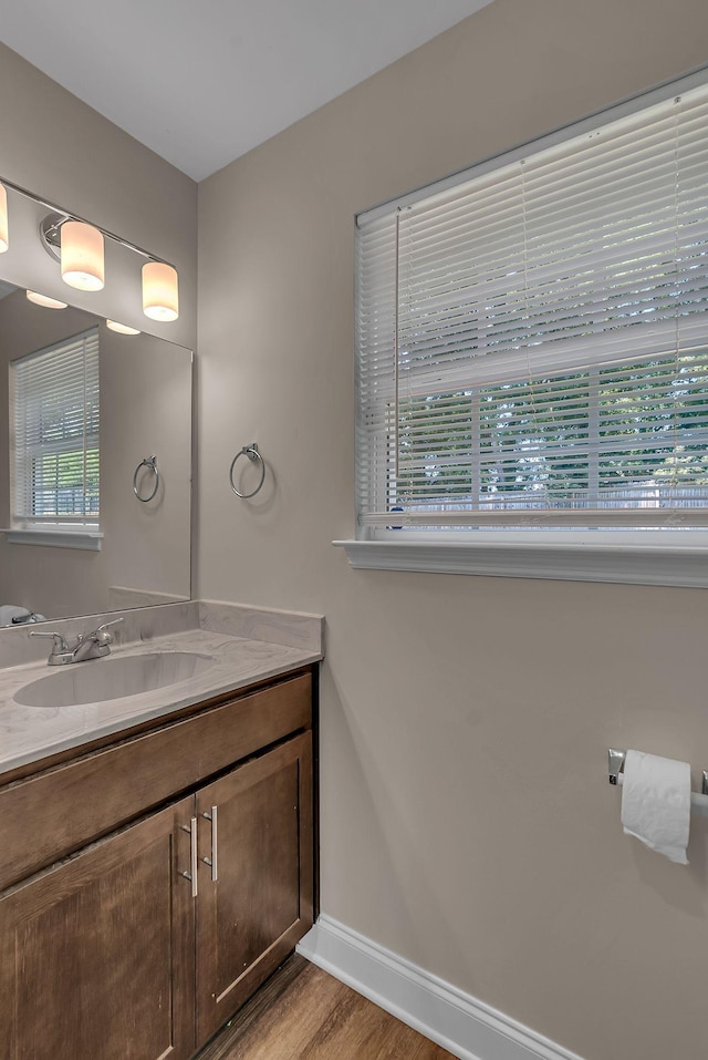 421 Willis Way, Columbia, TN 38401 - bathroom featuring baseboards, wood finished floors, and vanity