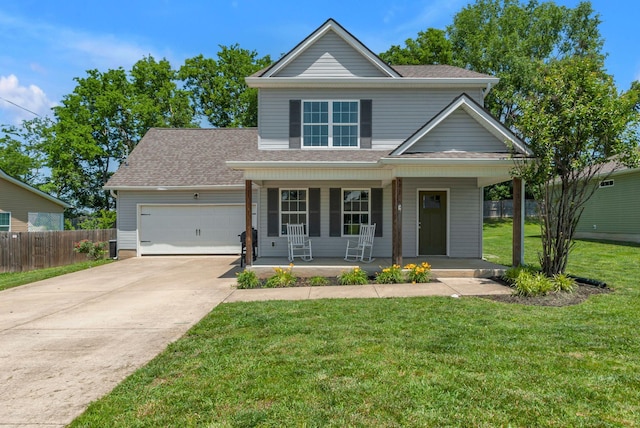 421 Willis Way, Columbia, TN 38401 - view of front of home with covered porch, a garage, concrete driveway, and roof with shingles