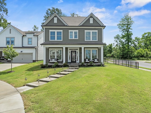 400 Parker Ct, Antioch, TN 37013 - view of front of property with a garage, concrete driveway, a porch, roof with shingles, and board and batten siding
