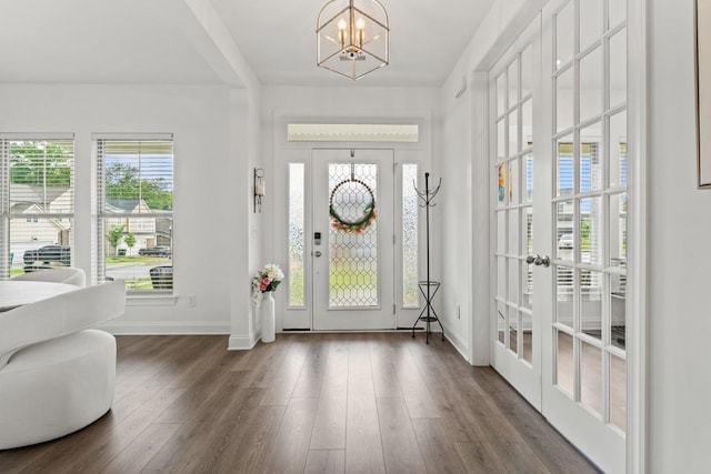 400 Parker Ct, Antioch, TN 37013 - entryway with a chandelier, wood finished floors, baseboards, and french doors