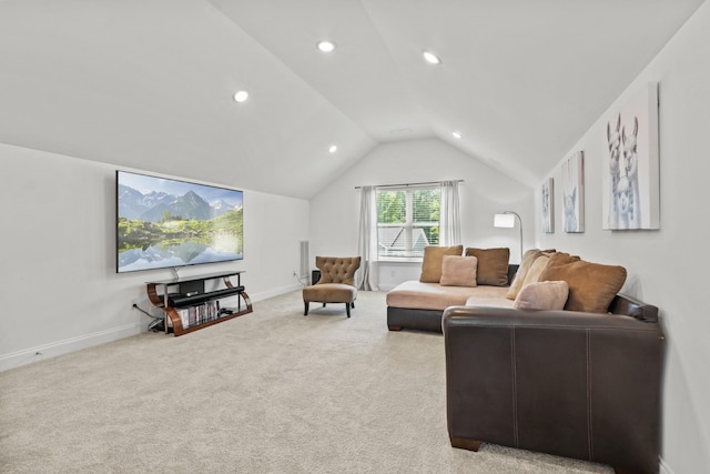 400 Parker Ct, Antioch, TN 37013 - carpeted living room featuring recessed lighting, vaulted ceiling, and baseboards