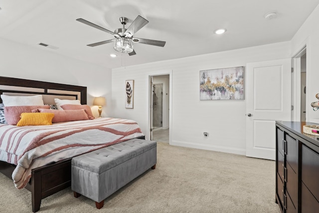 400 Parker Ct, Antioch, TN 37013 - bedroom with light carpet, baseboards, a ceiling fan, and recessed lighting