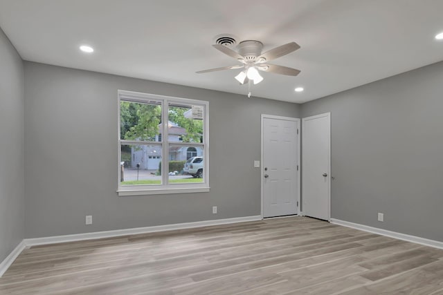 4904 Algonquin Trl, Antioch, TN 37013 - unfurnished room with baseboards, a ceiling fan, light wood-type flooring, and recessed lighting