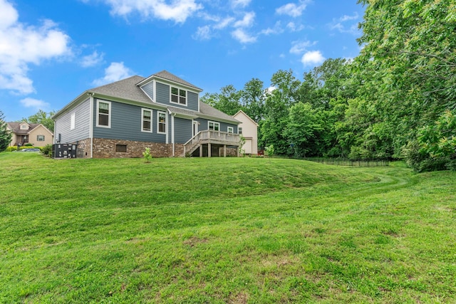 817 Tanager Pl, Lebanon, TN 37087 - rear view of house featuring stairway, a wooden deck, and a shingled roof