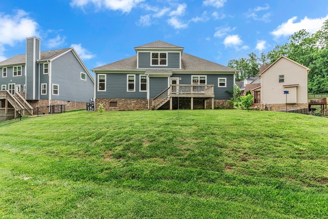 817 Tanager Pl, Lebanon, TN 37087 - back of property featuring stairway, a wooden deck, and a shingled roof