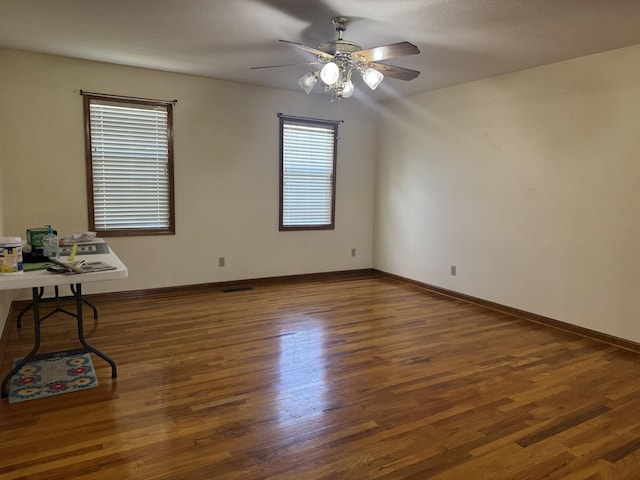 325 Lafayette Ct, Moss, TN 38575 - empty room featuring ceiling fan, wood finished floors, and baseboards