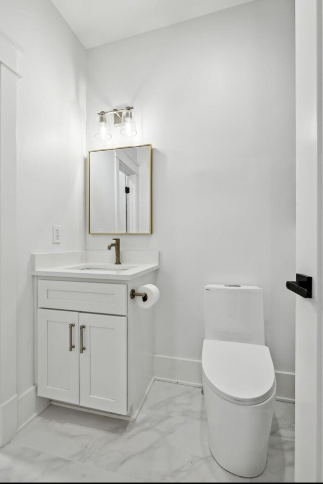 117 Park Cir, Columbia, TN 38401 - half bath featuring marble finish flooring, baseboards, vanity, and toilet